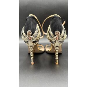 NEW Femmes Sans Peur Aurora Heels Size 11 Black Gold Winged Angel Sandals Box